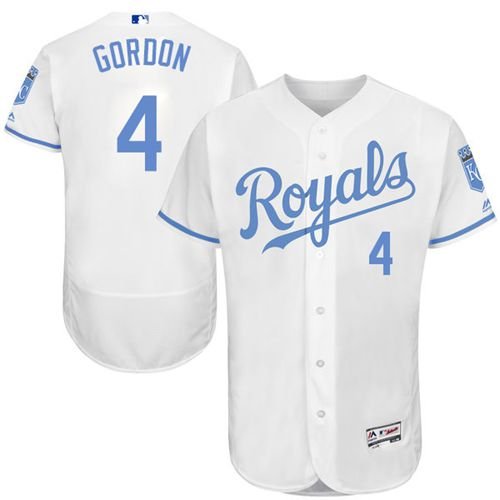 Kansas City Royals #4 Alex Gordon White Flexbase Collection 2016 Father's Day Stitched MLB Jersey