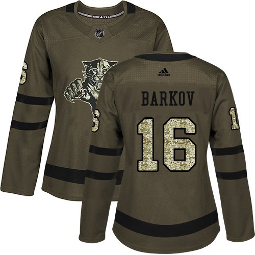 Women's Adidas Florida Panthers #16 Aleksander Barkov Green Salute to ServiceStitched NHL Jersey