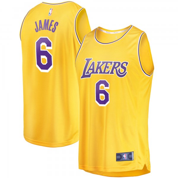 Men's Los Angeles Lakers LeBron James Fanatics Gold 2021/22 Fast Break Replica Jersey - Icon Edition