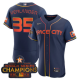 Men's Houston Astros #35 Justin Verlander 2023 Space City Champions Flex Base Navy Jersey