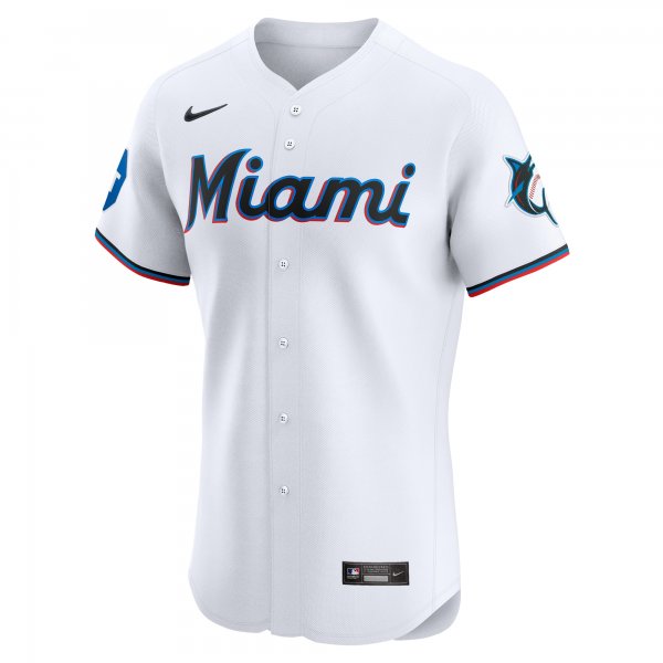 Men's Miami Marlins Nike White Home Elite Custom Patch Jersey