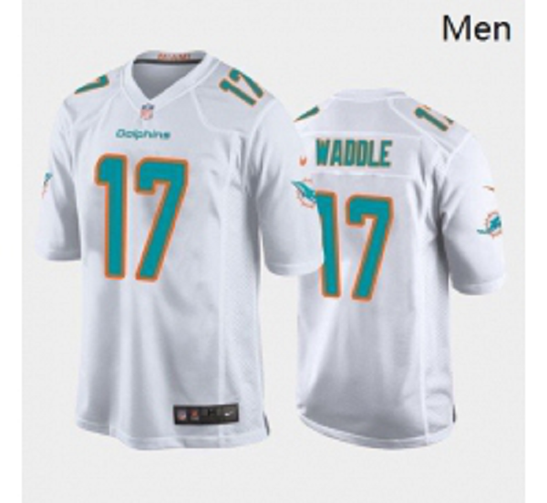 Men Miami Dolphins #17 Jaylen Waddle Aqua White 2021 Draft Jersey