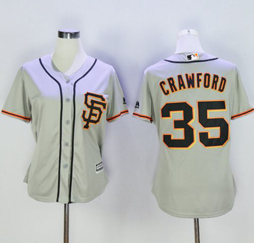 San Francisco Giants #35 Brandon Crawford Grey Women's Road 2 Stitched MLB Jersey