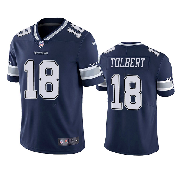 Men's Dallas Cowboys #18 Jalen Tolbert Navy Vapor Limited Jersey