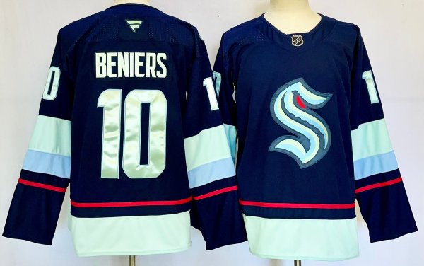 Men's #10 Matty Beniers Seattle Kraken Dark Blue City Edition Jersey