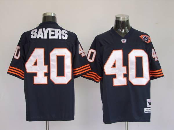 Mitchell And Ness Chicago Bears #40 Gale Sayers Blue With Big Number Bear Patch Stitched Throwback NFL Jersey