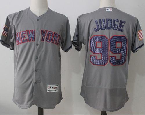 New York Yankees #99 Aaron Judge Grey Fashion Stars And Stripes Flexbase Stitched MLB Jersey