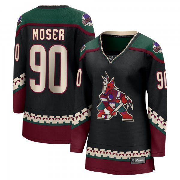 Women's Arizona Coyotes J.J. Moser Fanatics Black Home Breakaway Player Jersey