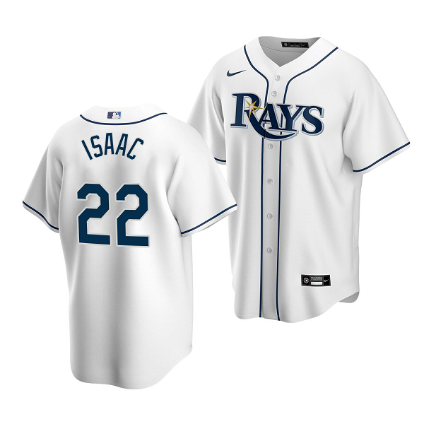 Men's Tampa Bay Rays #22 Xavier Isaac 2022 MLB Draft Jersey White Home