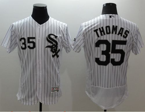 Chicago White sox #35 Frank Thomas White(Black Strip) Flexbase Collection Stitched MLB Jersey