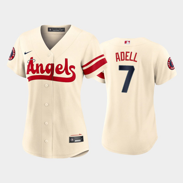 Women's Los Angeles Angels #7 Jo Adell Cream 2022 City Connect Cool Base MLB Jersey