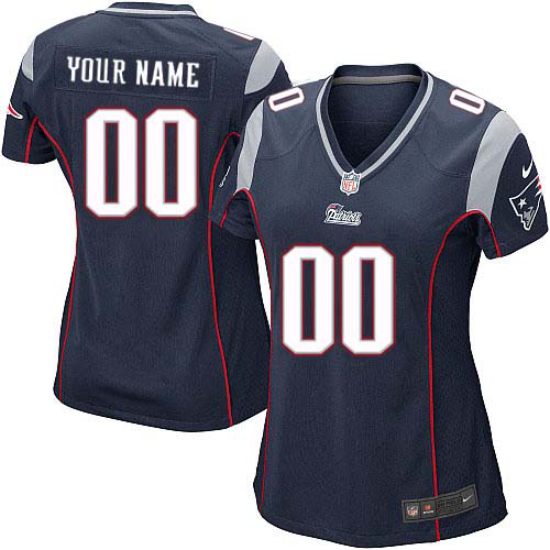 Nike New England Patriots Customized Navy Blue Stitched Elite Women's NFL Jersey