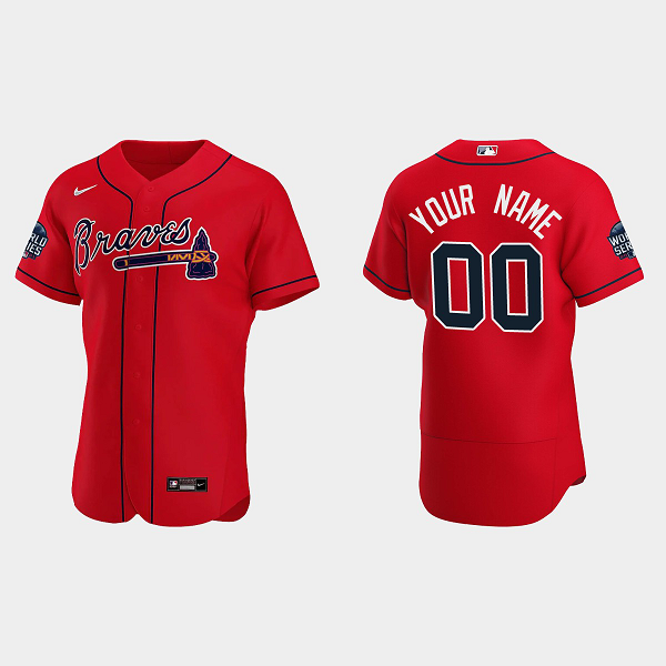 Custom Atlanta Braves 2021 World Series MLB Flexbase Jersey - Red