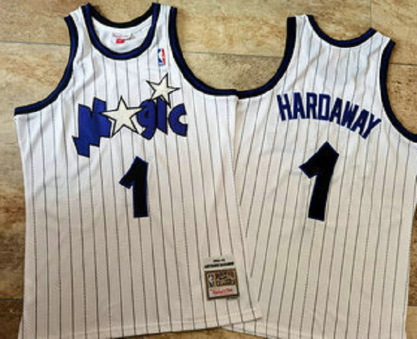 Men's Orlando Magic #1 Penny Hardaway 1993-94 White Hardwood Classics Soul AU Throwback Jersey