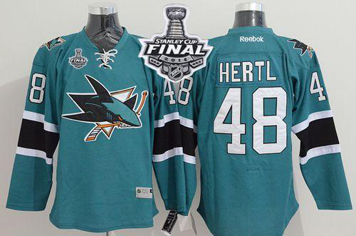 San Jose Sharks #48 Tomas Hertl Teal 2016 Stanley Cup Final Patch Stitched NHL Jersey