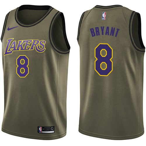 Nike Men's Los Angeles Lakers #8 Kobe Bryant Green Salute to Service Swingman NBA Jersey