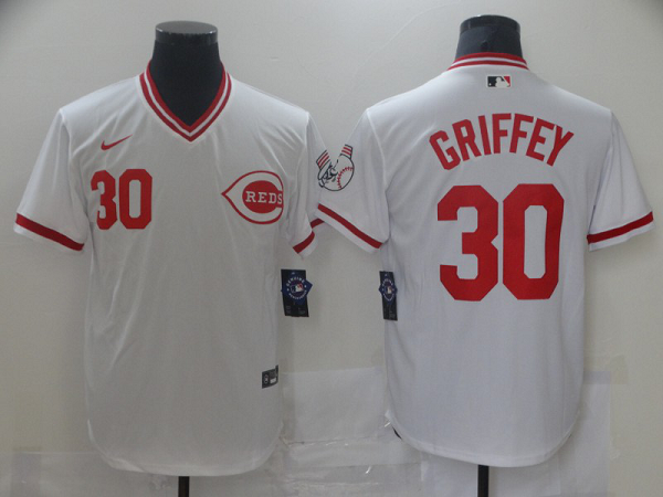 Men's Nike Cincinnati Reds #30 Ken Griffey White MLB Stitched Jersey