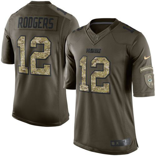 Nike Green Bay Packers #12 Aaron Rodgers Green Men's Stitched NFL Limited Salute To Service Jersey