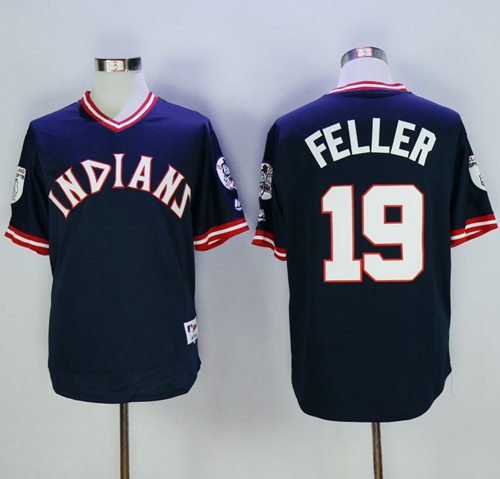 Cleveland Indians #19 Bob Feller Navy Blue 1976 Turn Back The Clock Stitched MLB Jersey