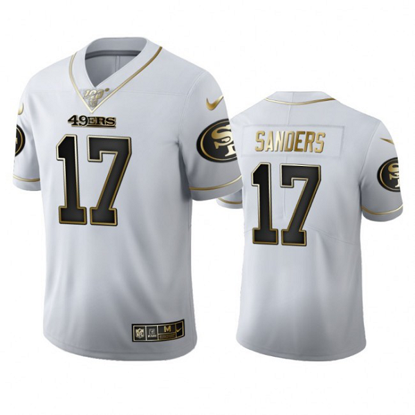 San Francisco 49ers #17 Emmanuel Sanders Men's Nike White Golden Edition Vapor Limited NFL 100 Jersey