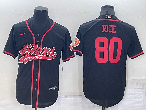 Men's San Francisco 49ers #80 Jerry Rice Black Stitched Baseball Cool Base Jersey