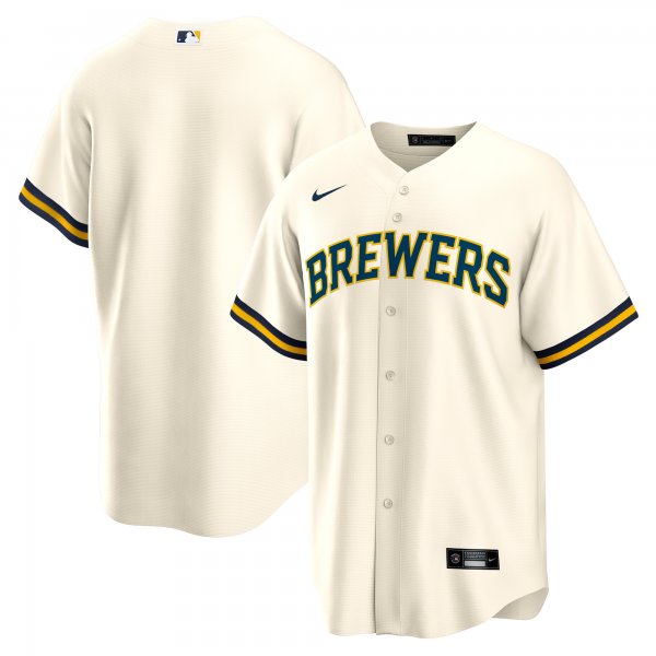 Men's Milwaukee Brewers Nike Cream Home Blank Replica Jersey