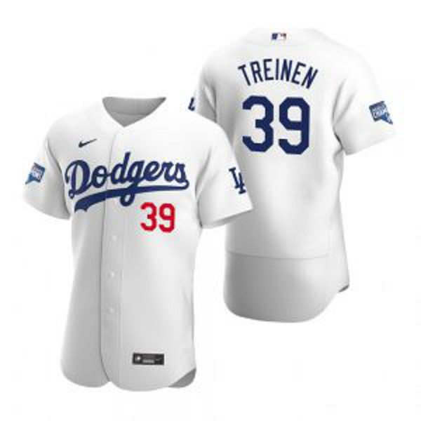 Los Angeles Dodgers #39 Blake Treinen White 2020 World Series Champions Jersey