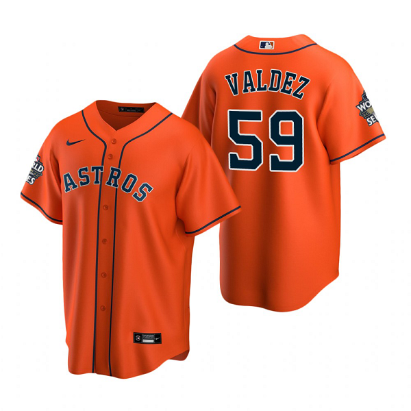 Men's Houston Astros Framber Valdez Orange 2022 World Series Cool Base Jersey