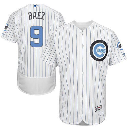 Chicago Cubs #9 Javier Baez White(Blue Strip) Flexbase Collection 2016 Father's Day Stitched MLB Jersey