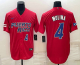 Men's Puerto Rico Baseball #4 Yadier Molina 2023 Red World Baseball Classic Stitched Jersey