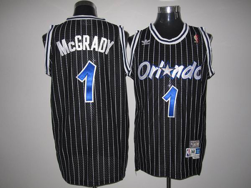 Men's Mitchell And Ness Orlando Magic #1 Tracy Mcgrady Stitched Black Throwback NBA Jersey