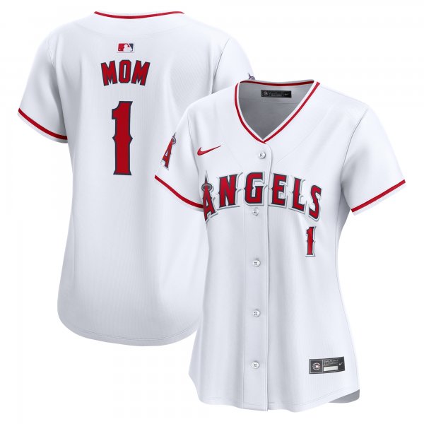 Women's Los Angeles Angels Nike White #1 Mom Home Limited Jersey