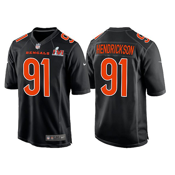 Men's Cincinnati Bengals #91 Trey Hendrickson 2022 Black Super Bowl LVI limited Stitched Jersey