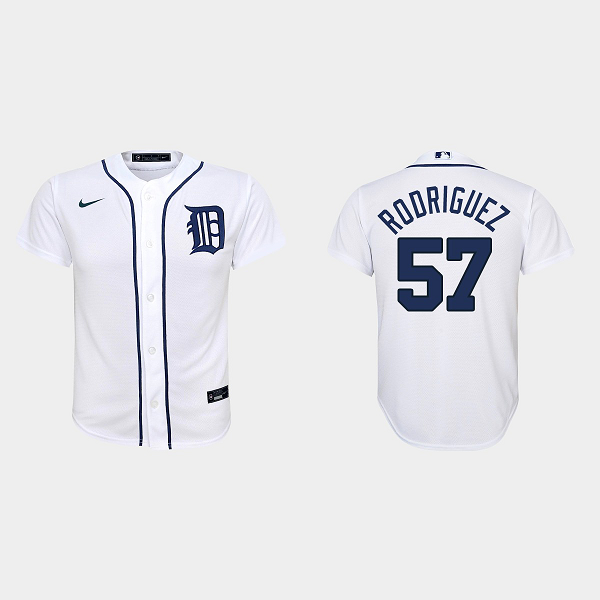 Youth Detroit Tigers #57 Eduardo Rodriguez White Home MLB Jersey