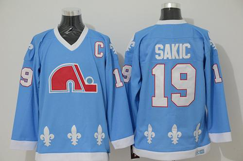 Quebec Nordiques #19 Joe Sakic Light Blue CCM Throwback Stitched NHL Jersey