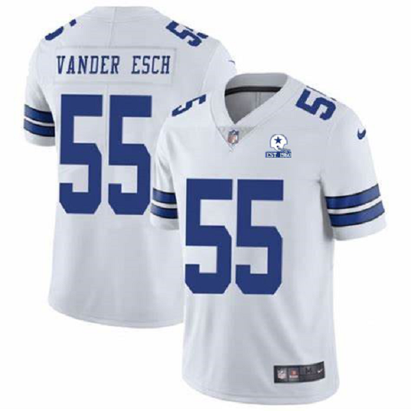 Men Dallas Cowboys #55 Leighton Vander Esch 60th Anniversary White Vapor Untouchable Stitched NFL Nike Limited Jersey