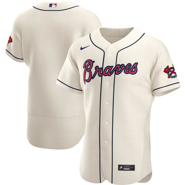 Men's Nike Atlanta Braves Blank Cream Alternate 2020 Official Team MLB Jersey