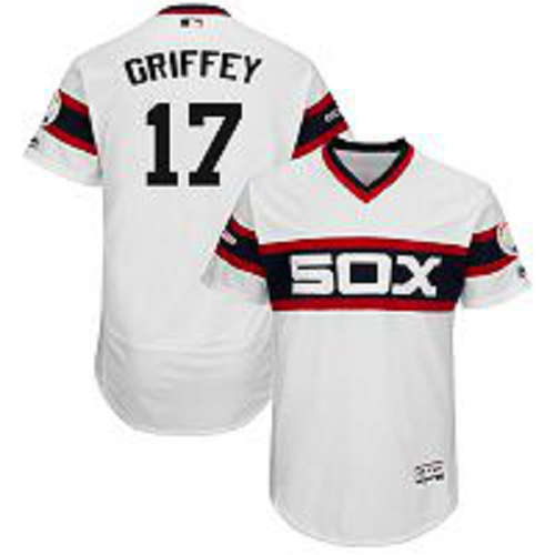 Men's Chicago White Sox #17 Ken Griffey Jr. White Alternate Collection Flex Base MLB Jersey