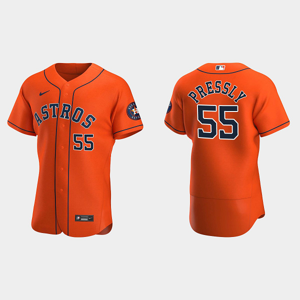 Men's Houston Astros #55 Ryan Pressly Alternate Orange Flex Base MLB Jersey