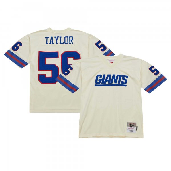 Men's New York Giants Lawrence Taylor Mitchell & Ness Cream Chainstitch Legacy Jersey