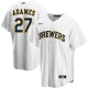 Men's Milwaukee Brewers #27 Willy Adames White MLB Cool Base Jersey