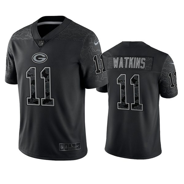 Green Bay Packers Sammy Watkins Black Reflective Limited Jersey #11