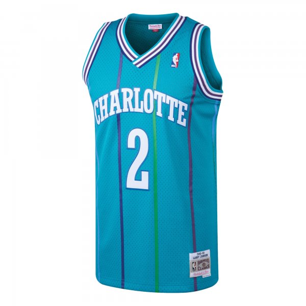 Men's Charlotte Hornets Larry Johnson Mitchell & Ness Teal 1992/93 Hardwood Classics Swingman Jersey