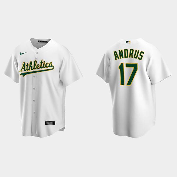 Men's Oakland Athletics #17 Elvis Andrus White Home MLB Jersey