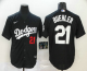 Men's Los Angeles Dodgers #21 Walker Buehler Black Stitched MLB Cool Base Nike Jersey