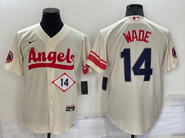 Men's Los Angeles Angels #14 Tyler Wade Cream 2022 City Connect Cool Base MLB Jersey