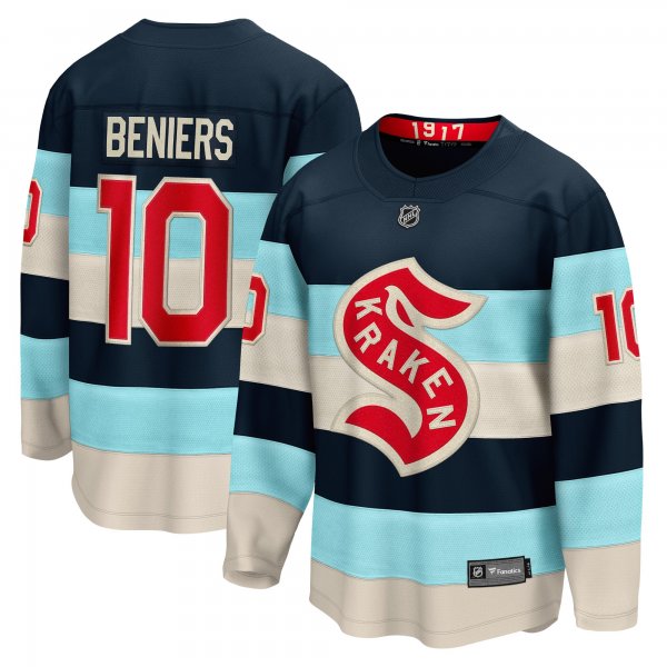 Men's Seattle Kraken #10 Matty Beniers Deep Sea Blue 2024 NHL Winter Classic Breakaway Player Jersey