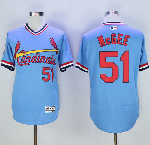 St. Louis Cardinals #51 Willie McGee Light Blue Flexbase Collection Cooperstown Stitched MLB Jersey