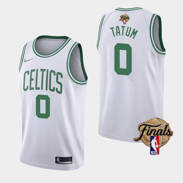 Men's Boston Celtics #0 Jayson Tatum 2022 White NBA Finals Stitched Jersey