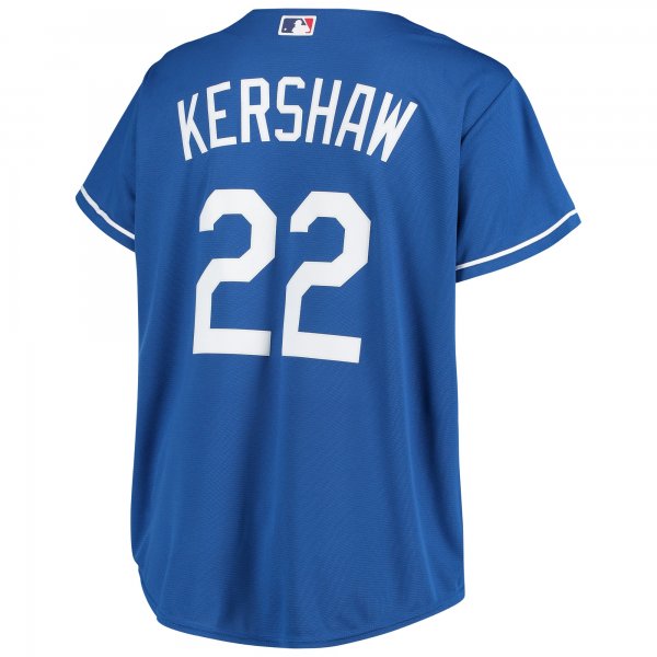 Women's Los Angeles Dodgers Clayton Kershaw Royal Plus Size Replica Player Jersey